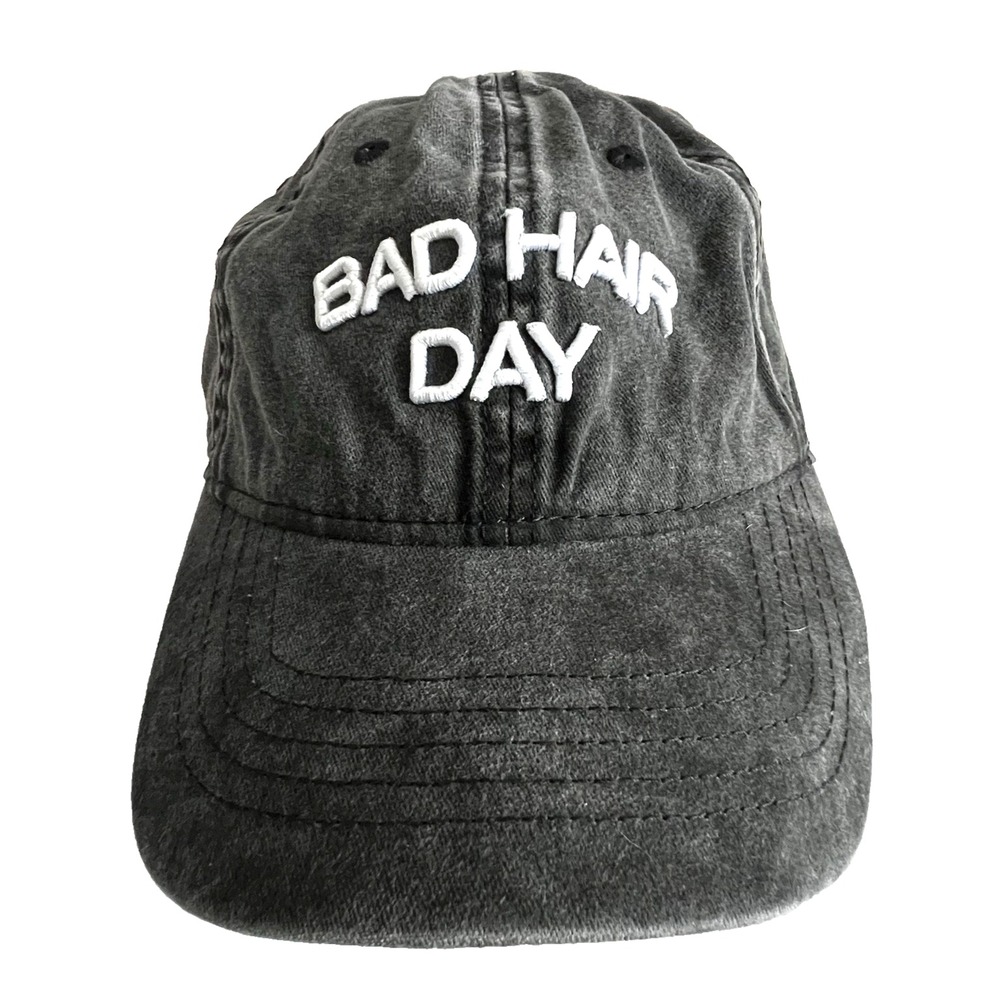 Bad Hair Day Womens Strapback Hat Novelty Cap Gray‎ Polka Dot Underside RN52469